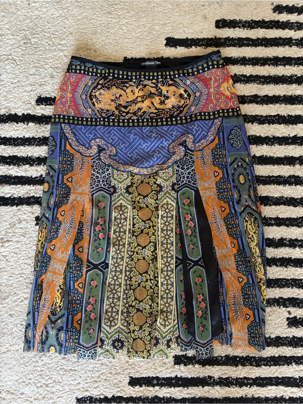 Vivienne Tam Kanji Print Skirt Mesh Nylon Vtg Carwash Size 2